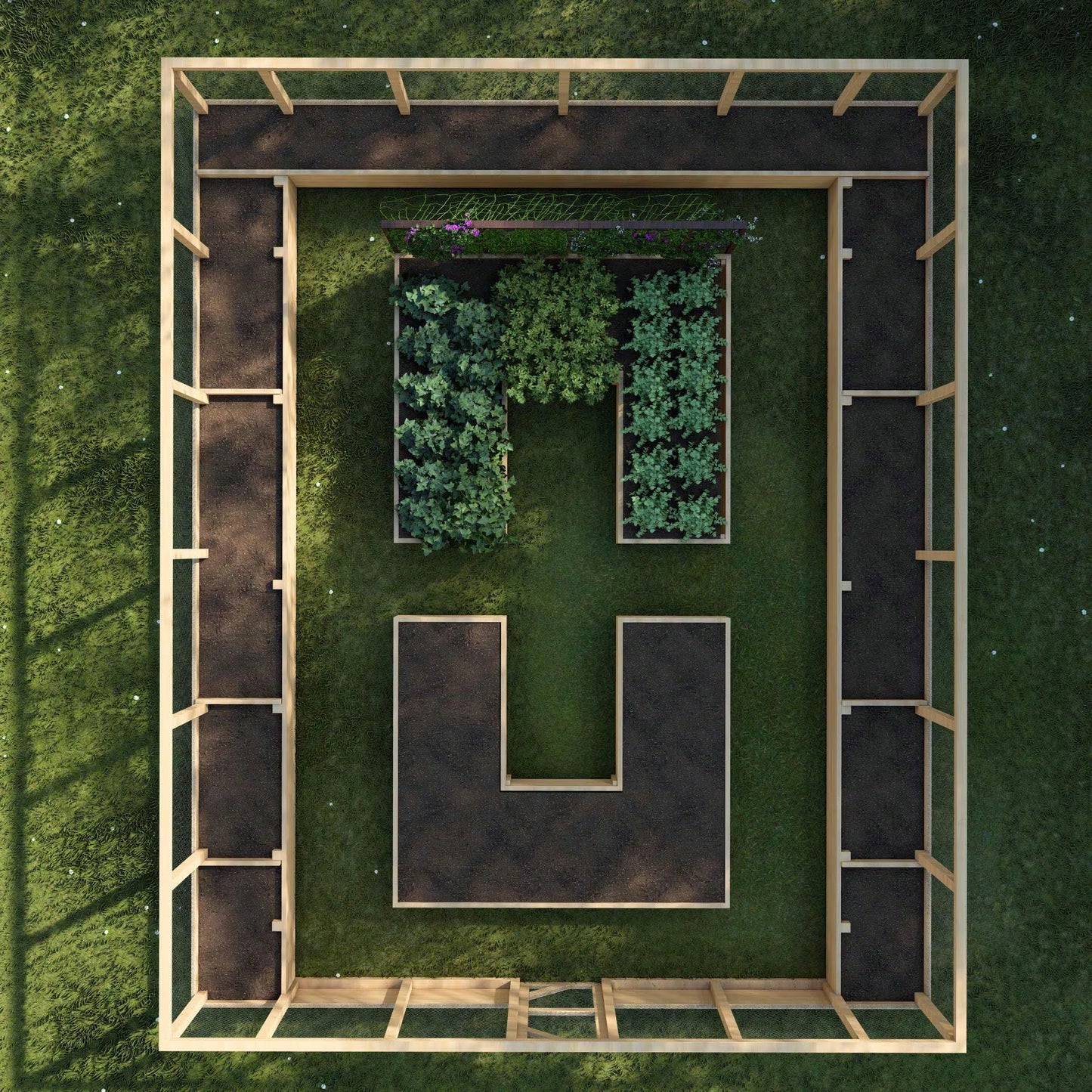 Raised Garden Bed with Fence Plans 32X26 - Raised Garden Bed Plan - Deer Proof Raised Garden Bed - Raised Garden - Garden Bed Plan