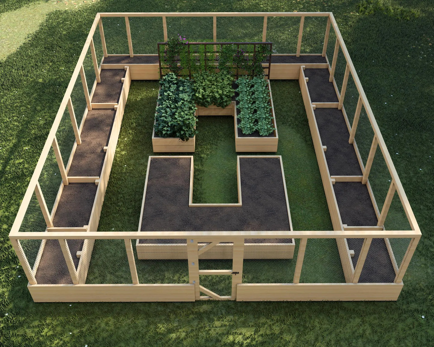 Raised Garden Bed with Fence Plans 32X26 - Raised Garden Bed Plan - Deer Proof Raised Garden Bed - Raised Garden - Garden Bed Plan