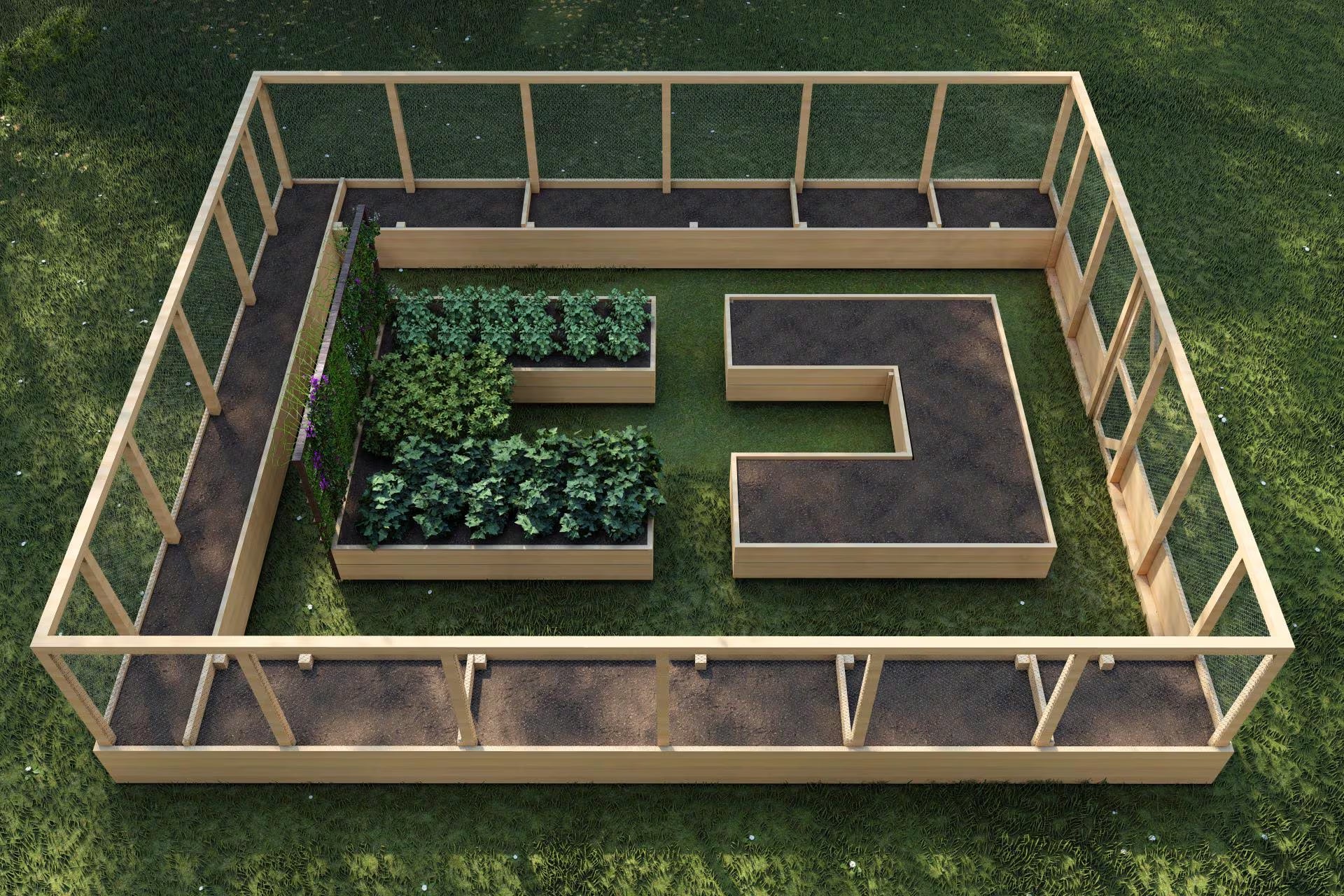 Raised Garden Bed with Fence Plans 32X26 - Raised Garden Bed Plan - Deer Proof Raised Garden Bed - Raised Garden - Garden Bed Plan