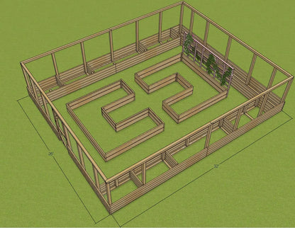 Raised Garden Bed with Fence Plans 32X26 - Raised Garden Bed Plan - Deer Proof Raised Garden Bed - Raised Garden - Garden Bed Plan